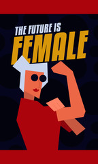 "The future is female" Modern Abstract We Can Do It Rosie the Riveter Women Poster. Women, girl, female strength poster.