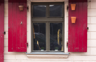 Fototapeta na wymiar shutters in historic tenement houses