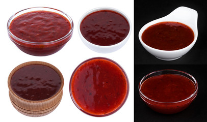 Fruit jam. Cranberry sauce isolated on white background