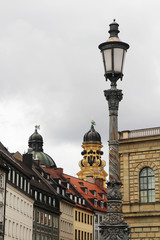 Fototapeta premium Theatinerkirche cupola and Theatiner Strasse, Munich, Germany