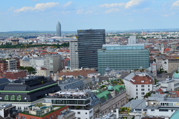 Wiedeń, widok na miasto z  Czarciego Młyna, panorama - obrazy, fototapety, plakaty