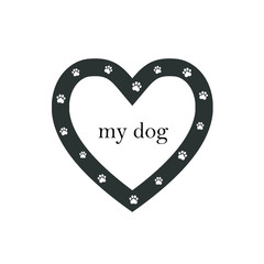 Dog paw sign icon in heart4