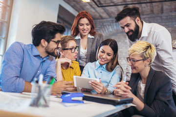 Group business people meeting to discuss ideas in modern office