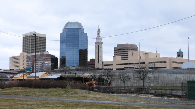 Timelapse of the Springfield, Massachusetts skyline 4K
