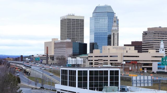Timelapse of the Springfield, Massachusetts downtown 4K