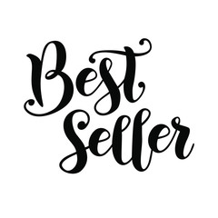 Modern decorative calligraphy lettering of Best seller in black isolated on white background for shops, tags, catalogues, websites, sellers, advertisement, sale