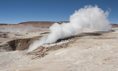 Sol de Manana, steaming geothermal and geyser field, Reserva Nacional de Fauna Andina Eduardo Abaroa, Bolivia, South America