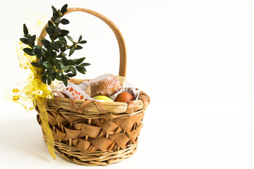 Easter basket isolated on white background. 