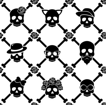 The unadorned pattern of the skull and roses