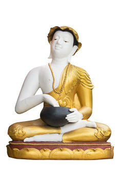 Statues of Buddhist monks  on white background (Upagupta, Thai monk statue)