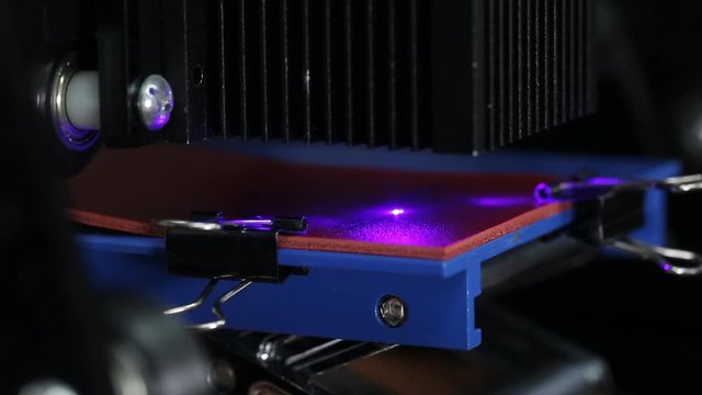 Laser engraved leather on a dedicated machine. Engraved logo on a leather product.