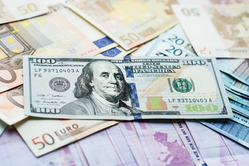 US dollars and euros