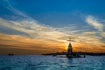 Fototapeta na wymiar Istanbul, Turkey, 3 December 2010: The Maiden's Tower