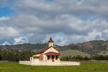 Fototapeta na wymiar A Tiny Chapel in a Meadow On the California Central Coast