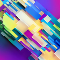 Naklejka premium 3d rendering, digital illustration, abstract geometric background, diagonal stripes, split blocks, dynamic lines, multicolor panels, fragments, interior wall decor, flat layers, pattern