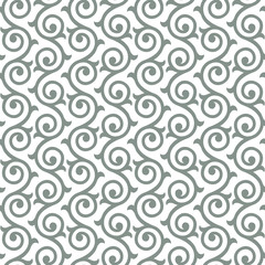 Vintage abstract floral seamless pattern. Intersecting curved elegant stylized leaves and scrolls forming abstract floral ornament in Arabic style. Arabesque design.