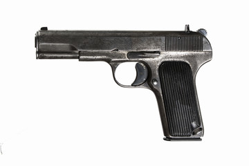 Soviet pistol on white
