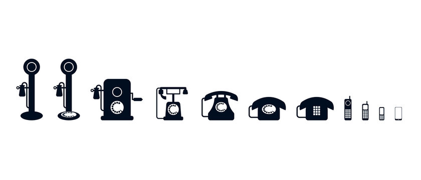 The evolution of the phone. Set of phone icons