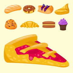 Cookie cakes tasty snack delicious chocolate homemade pastry biscuit vector illustration