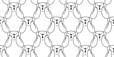 Bear seamless pattern vector polar bear panda isolated icon teddy doodle wallpaper background