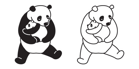 panda Bear vector icon logo polar bear teddy illustration cartoon doodle 