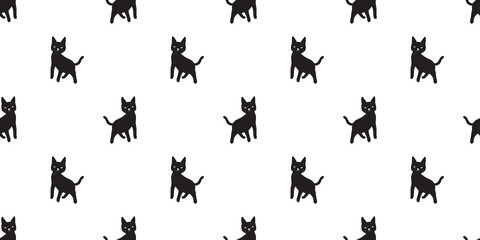 cat seamless Pattern vector kitten Halloween isolated wallpaper cartoon background