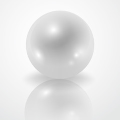  White Pearl isolated on white background, decor, decoration. Realistic vector object. 