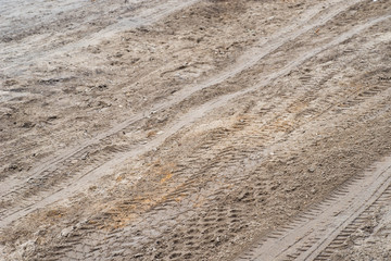 tire tracks truck on a dirt road