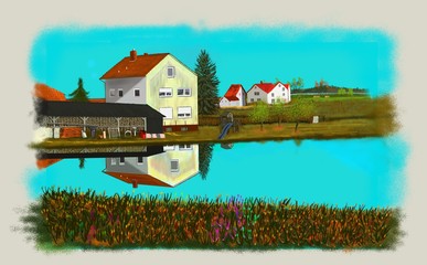 Obraz premium Bayerische Landschaft, Dorflandschaft