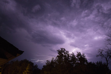 Fototapeta na wymiar Purple lightning storm