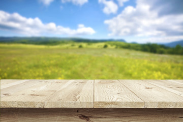 Wooden tablet with natural background