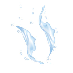 Water Wave Crown Splash Falling Drops Isolated On White Background. Vector.