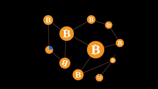 Cryptocurrency Bitcoin Blockchain Reveal in Alpha Channel