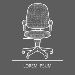 Chair Office linear design. Logo office chair. The emblem of an office chair. Company s logo. Office chair polygons. Banner. Logo laying on. flat design. Concept