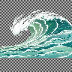 Fototapeten Sea wave. Hand drawn vector illustration isolated on transparent background. © Татьяна Любимова