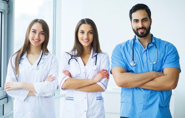 Group of medical workers portrait in hospital