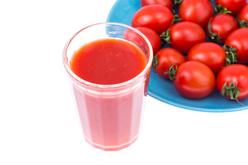 Tomato juice from fresh red sweet ripe tomatoes