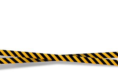 Vector flat style cartoon illustration isolated on background. Black and yellow stripes set. Warning tapes. Danger signs. Caution ,Barricade tape,