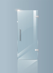 Modern glass doors. Transparent concepts for architectural projects. Vector Graphics illustration.