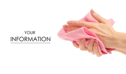 Towel pink in hand wipe pattern