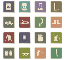 garden tools icon set