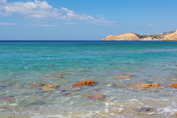 Fototapeta na wymiar Blue sea water in summer day. Greece