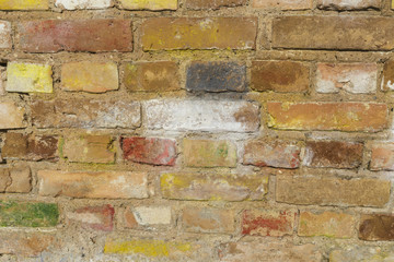 abstract grunge multicolored brick wall background