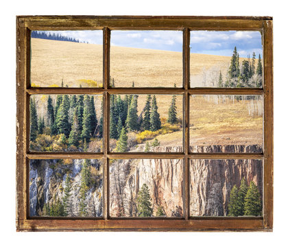 Fototapeta sandstone cliff and mountain meadow