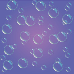 Soap bubbles on purple background, Violet abstract background.