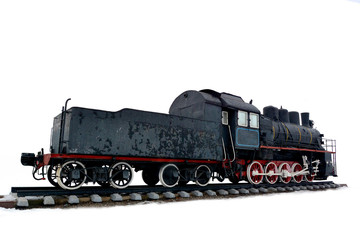 Fototapeta na wymiar old locomotive of soybean on rails