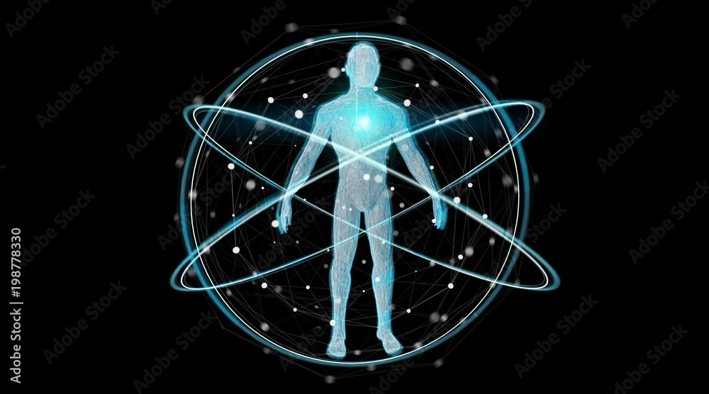 Fototapete digital x-ray human body scan background interface 3d rendering