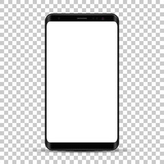 Smartphone, realistic mobile phone isolated with blank screen. Vector illustration. Front view