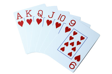 Playing cards isolated on white background