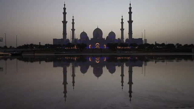Sheikh Zayed Grand Mosque at sunset in Abu Dhabi, travel destination